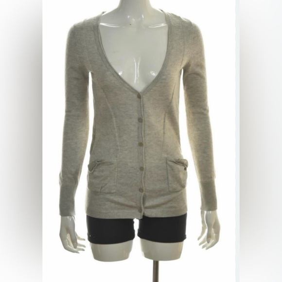 Guinevere Sweaters - Guinevere X Anthropologie Grey Wool & Silk Blend Cardigan Size Small